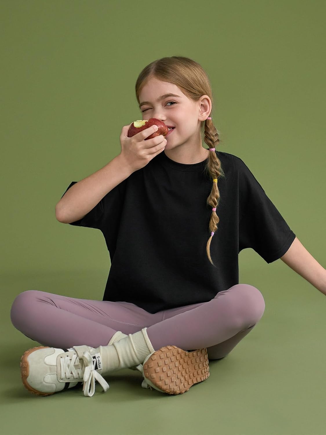 Girls Athletic Oversized Crop Tops Kids Drop Shoulder Short Sleeve T Shirts Workout Tees 5-14 Years - Image 5