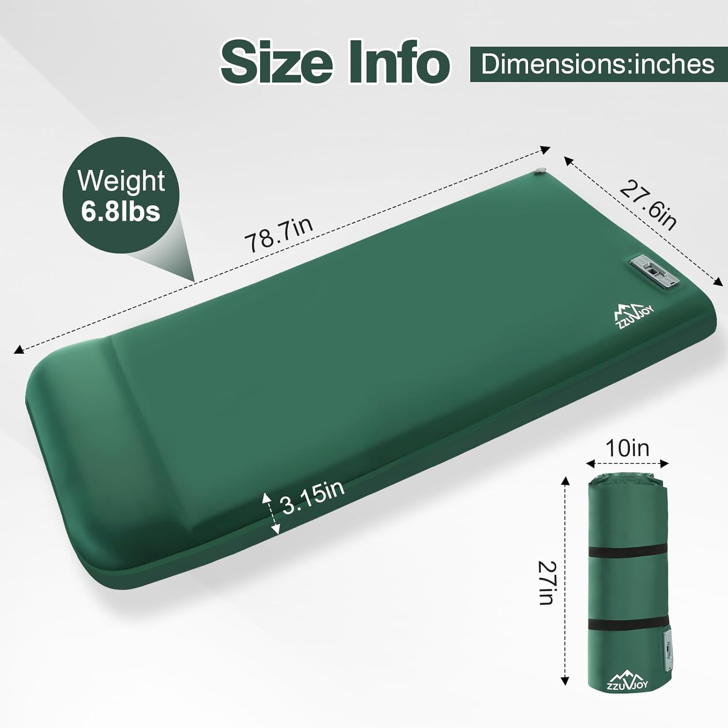 Self Inflating Sleeping Pad with Electric Pump, 3.15" Ultra-Thick Memory Foam Sleeping Mat with Pillow, 4-Season Camping Mattress with Pillow for Tent Car Travel