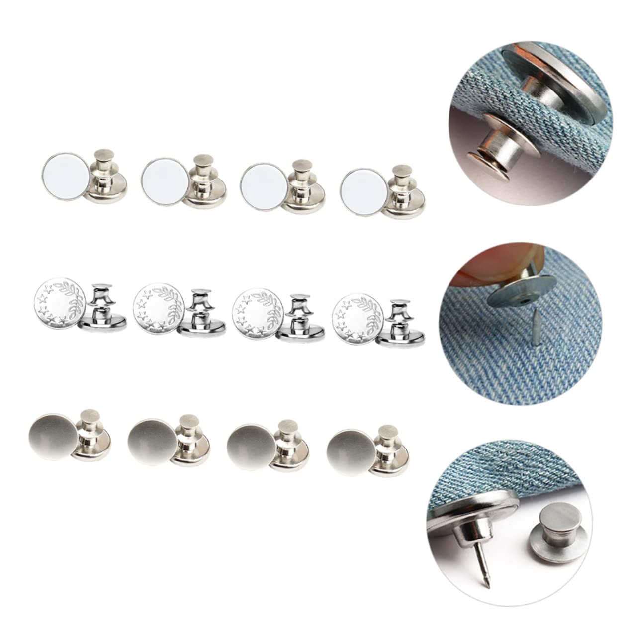 Angoily 3 series Botones Sin Costura Para Coser Hebillas Ajustables Para Jeans Cierres A Presión Botones Ajustables Para Jeans Hebillas Para Jeans Hebillas Para 30 piezas*3