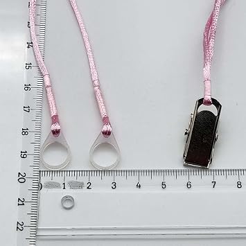 DOUBLE Ring PINK LARGE Size Drawstring Holder, Headphone handle, Hearing Aid Drawstring Holder, YesMed -