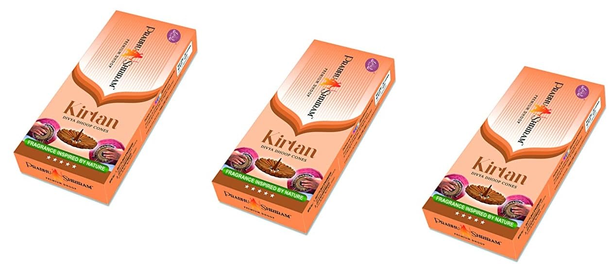 ADHAATA SHRI RAM Premium DHOOP Cones | Natural Incense Cone | Charcoal Free Dhoop dhoopam for Daily Puja, Homa/Havan/Rituals | Natural Fragrance | Odor Remover (Kirtan, 20 Cones x 3 Packs)