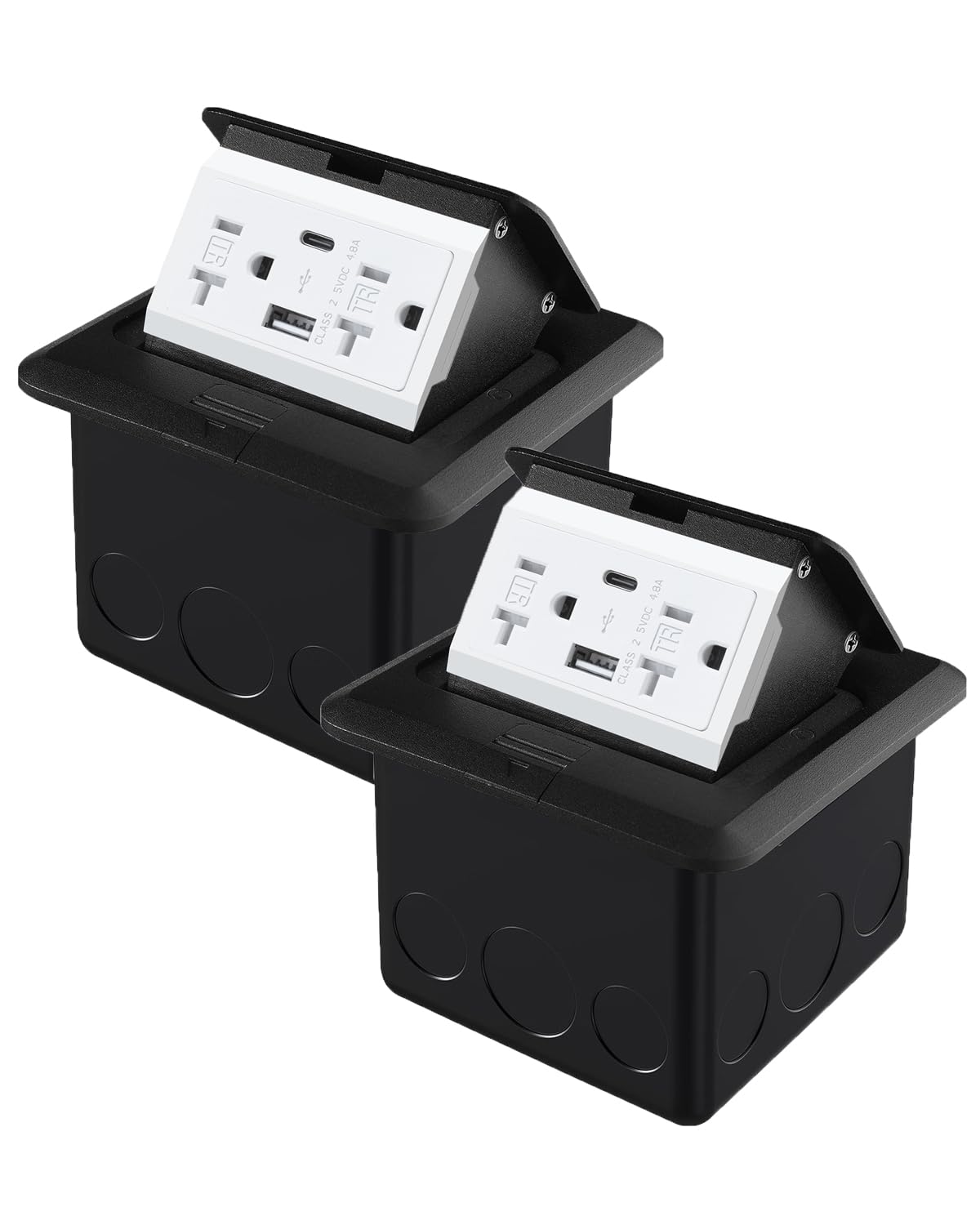 Prise pop-up encastrable 20A TR avec port USB C en acier inoxydable noir x2 - 7