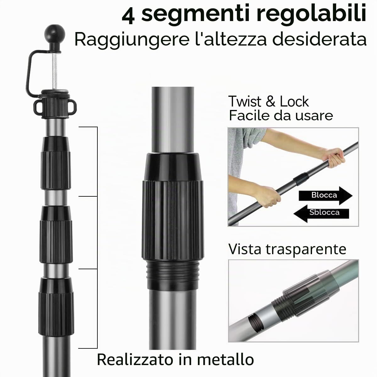 SANLIKE Verstellbare Zeltstangen Planenstangen, Strapazierfähig, für Outdoor-Überdachungen, Markisen, Ersatz, verdickte Campingstangen, 2er-Set