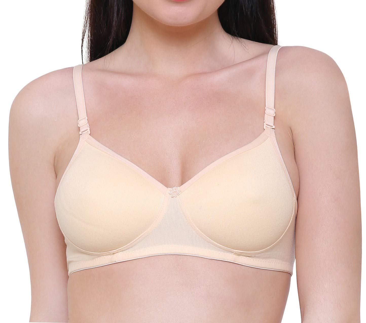 Women's Blend Cotton Seamless Non-Padded Everyday T-Shirt Bra (Skin_36B)