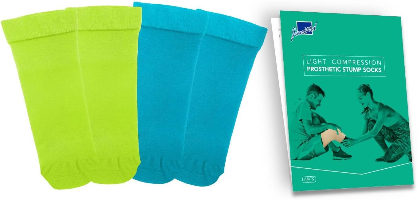 Prosthetic Stump Socks – AK, 1 PLY, Light Compression, Moisture Control, Sensitive Skin, Amputee Socks, Daily use, Breathable, Taiwan Excellence, 4 PCS