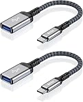 2-Pack USB 3.0 to USB C Adapter, Type-C to USB Female Compatible with iPhone 17 Pro/Max, MacBook Pro Air 2025, iPad Pro, Google Pixel, Samsung Galaxy | USB 3.0 5Gbps data transfer; works with iPhone 17/16/15, MacBook Air 2025, iPad, Galaxy S25, Pixel