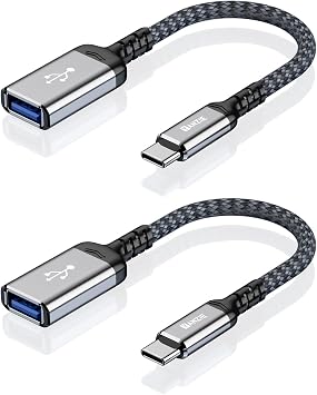 YANZIE USB C Male to USB A Female Adapter 2-Pack, 5Gbps OTG Converter | USB 3.0 5Gbps data transfer; works with iPhone 17/16/15, MacBook Air 2025, iPad, Galaxy S25, Pixel 9 that support OTG