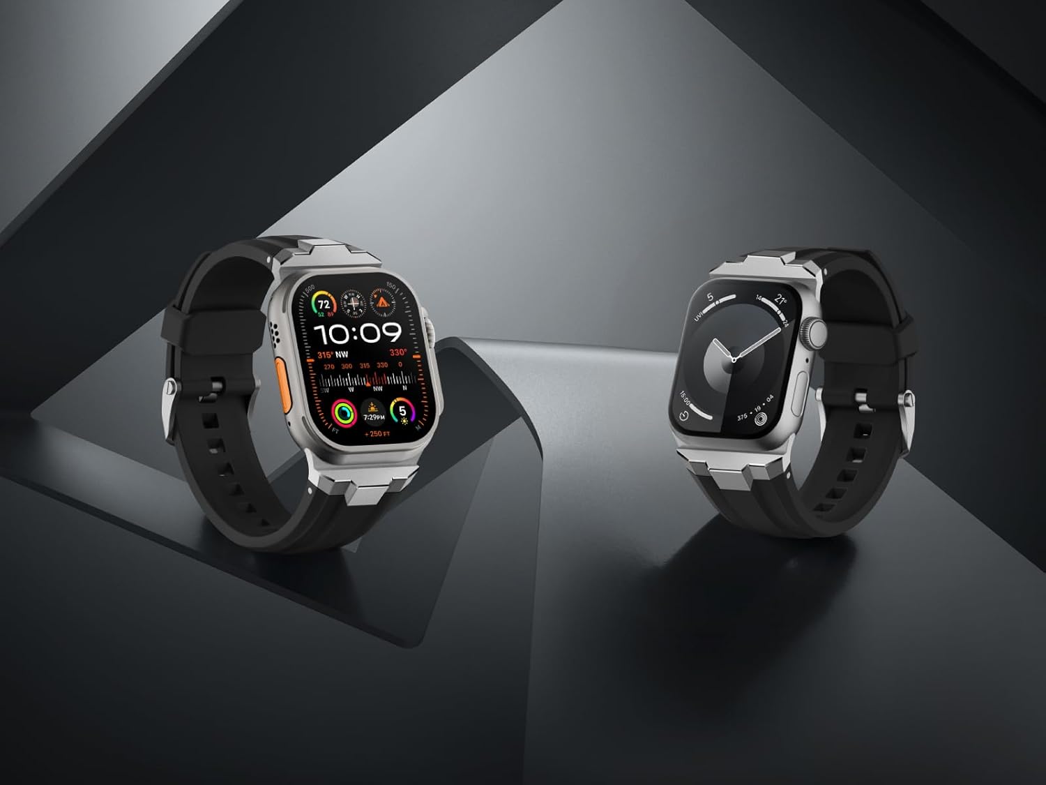 Suitisbest Sport Band for Apple Watch Ultra 2/Ultra Bands 49mm 46mm 45mm 44mm 42mm(Series 3), Wide Rugged 316L Stainless Steel Connector Durable Silicone Band for iWatch Ultra 11 10 9 8 7 6 5 4 3 SE - Image 5