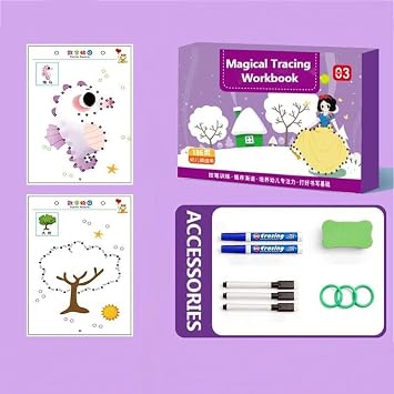 Magical Tracing Workbook Set,Magic Tracing Workbook for Kids,Calligraphy Tracing Book for Kids,Reusable Writing Practice Book for Preschoolers And Kindergarten Kids 136 Pages