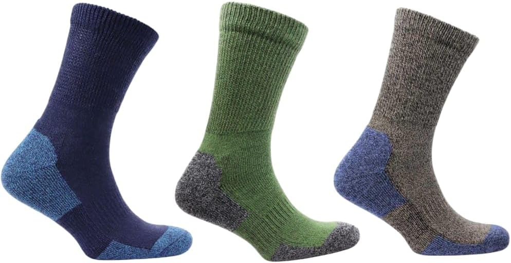 NORFOLK Alfie Hiking Merino Wool Tenderhold Cushioned Crew Diabetes friendly Socks, for Men and Women, 3 pack