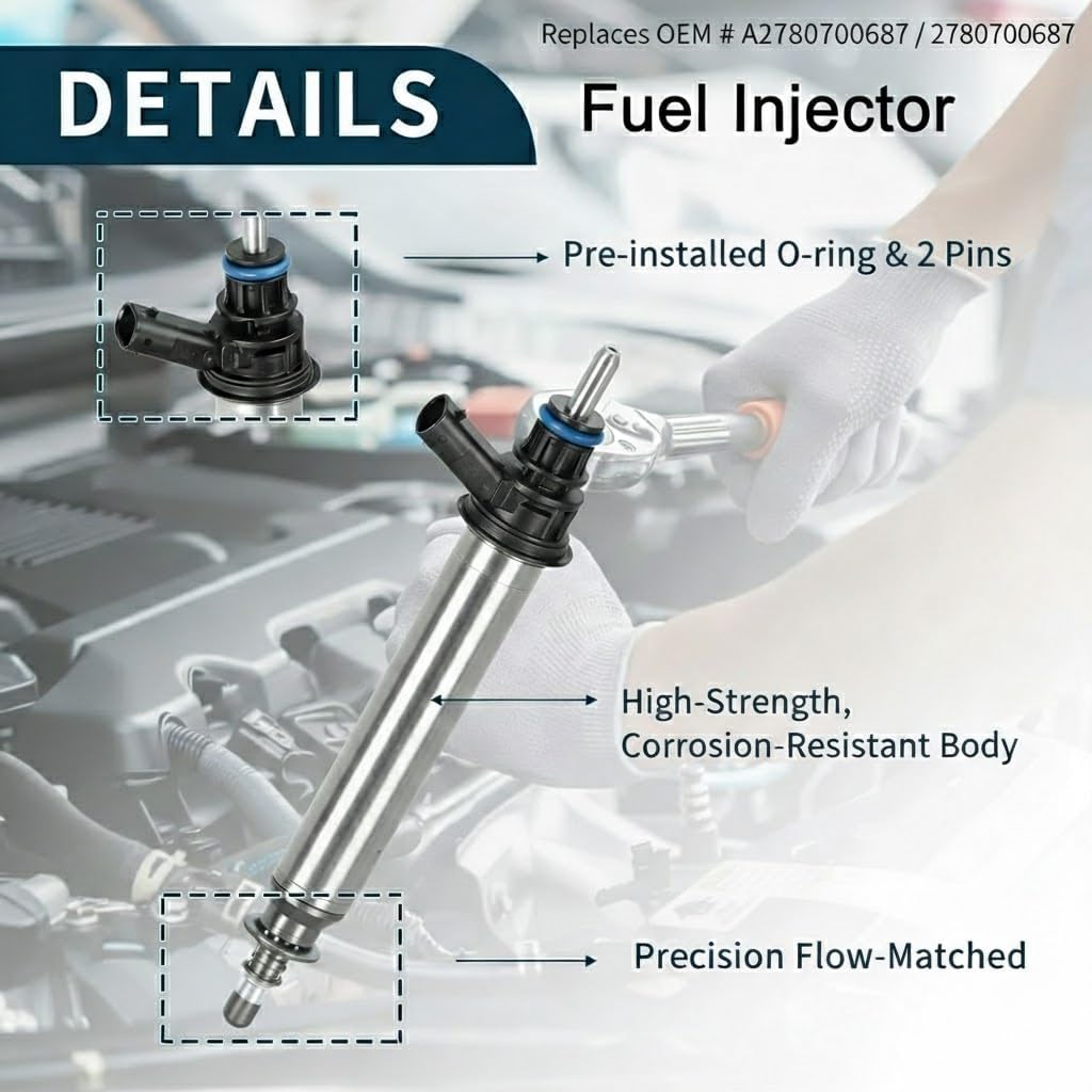 Fuel Injector Compatible for Mercedes-Benz GL450 2012-2016 for GLK350 2013-2015 for Mercedes-Benz R350 4 Matic 2012, Replace A2780700687