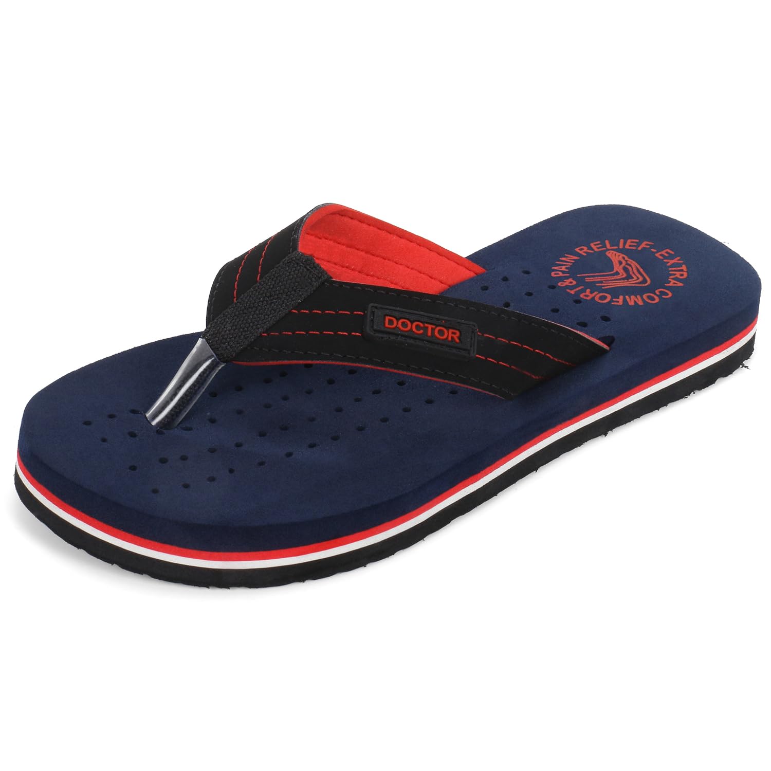 DOCTOR EXTRA SOFT Slipper Care Orthopaedic and Diabetic Comfort Doctor Slipper, Flip-Flop, Cushion, Slides and House Slipper for Mens and boys ULTRA SOFT D-28-NAVY/RED-10 UK (B09QQSDRQC) Amazon Price History, Amazon Price Tracker