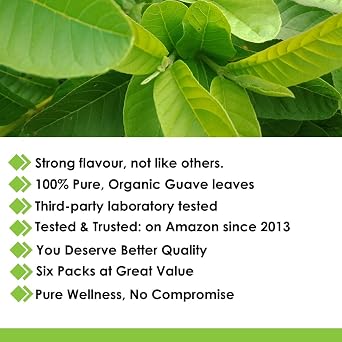 Herbal Goodness Guava Leaf Tea - 6 Packs | Herbal Tea for Natural Digestive & Immune Support - Hojas De Guayaba Organica for Heart-Healthy | Organic, Non-GMO, Caffeine-Free Antioxidant Wellness Tea