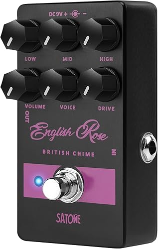 Satone S812 English Rose British Chime Overdrive Pedal de efecto de guitarra eléctrica  Efecto de transformación de tono similar a la campana Pedal