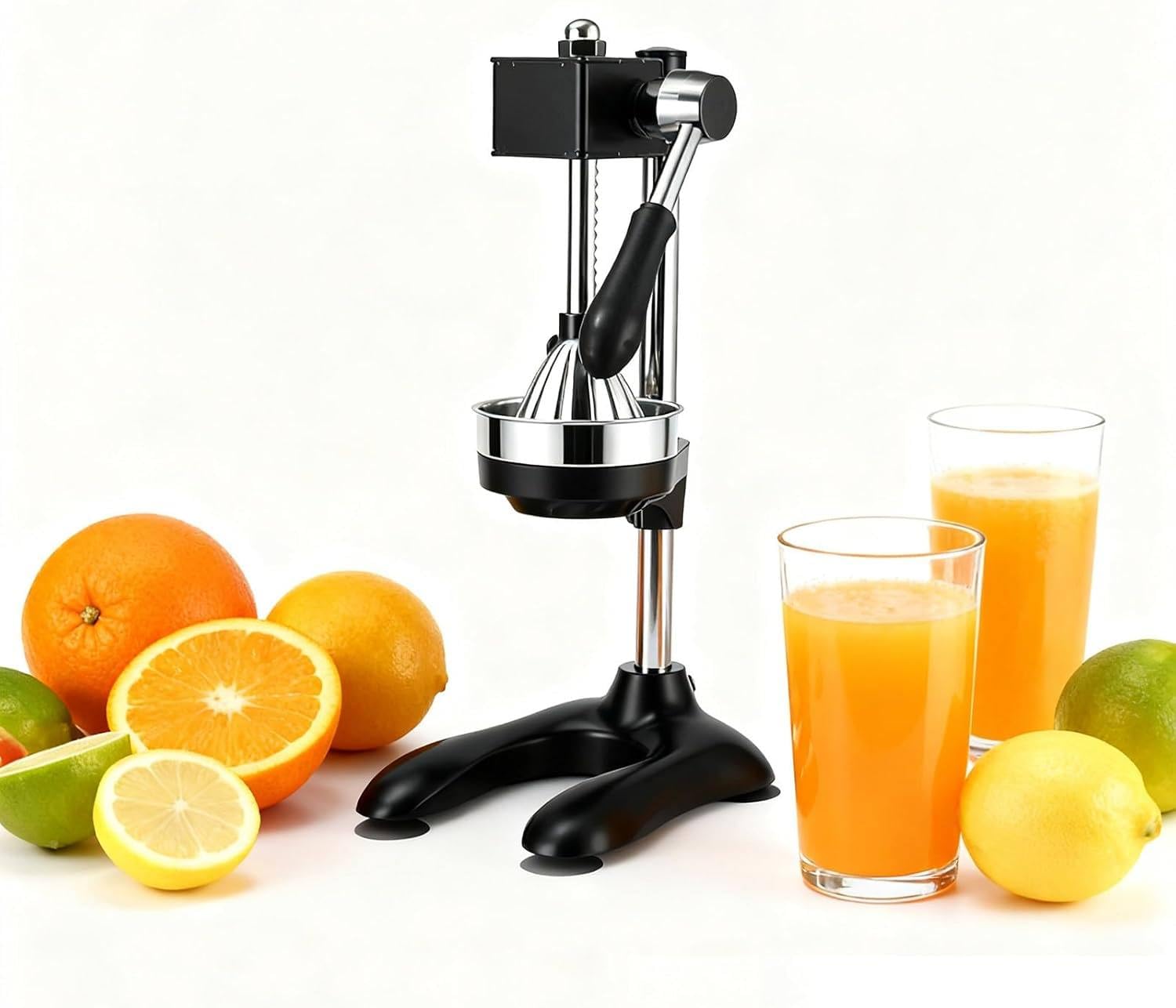 Manuelle Orangen Und Zitronenpresse, Fruchtpresse Zitruspresse, Professionelle Manuelle Zitronenpresse, Nährstofferhaltend, Mechanisches Zahnrad-Boost-System, Für Küche Oder Bar Verwendung Black