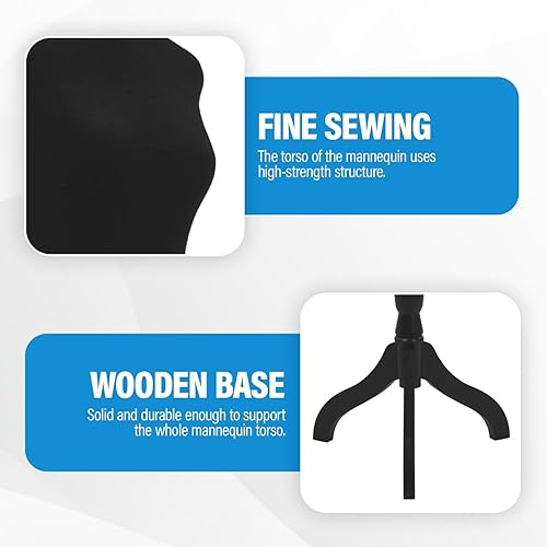 Miniatura 4 de FDW Cuerpo de maniquí femenino de 50 a 63 pulgadas, maniquí de costura, maniquí de torso con base de trípode de madera, maniquí ajustable para coser
