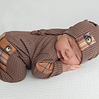 Vista 4 de Moda recién nacido niños niñas bebé sesión de fotos accesorios trajes ganchillo ropa sombrero de cola larga pantalones accesorios de fotografía