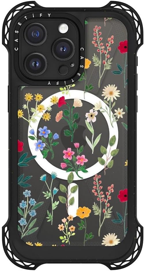 CASETiFY Ultra Bounce Case for iPhone 15 Pro Max [10x Military Grade Drop Tested / 32.8ft Drop Protection/Compatible with Magsafe] - Spring Botanicals 2 - Clear Black - Image 4