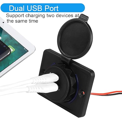 Miniatura 4 de Cargador de coche rápido de 12 V-24 V - Dual PD USB-C y puertos USB-A de carga rápida 3.0, entrega de energía de 18 W, enchufe tipo C de tapa,