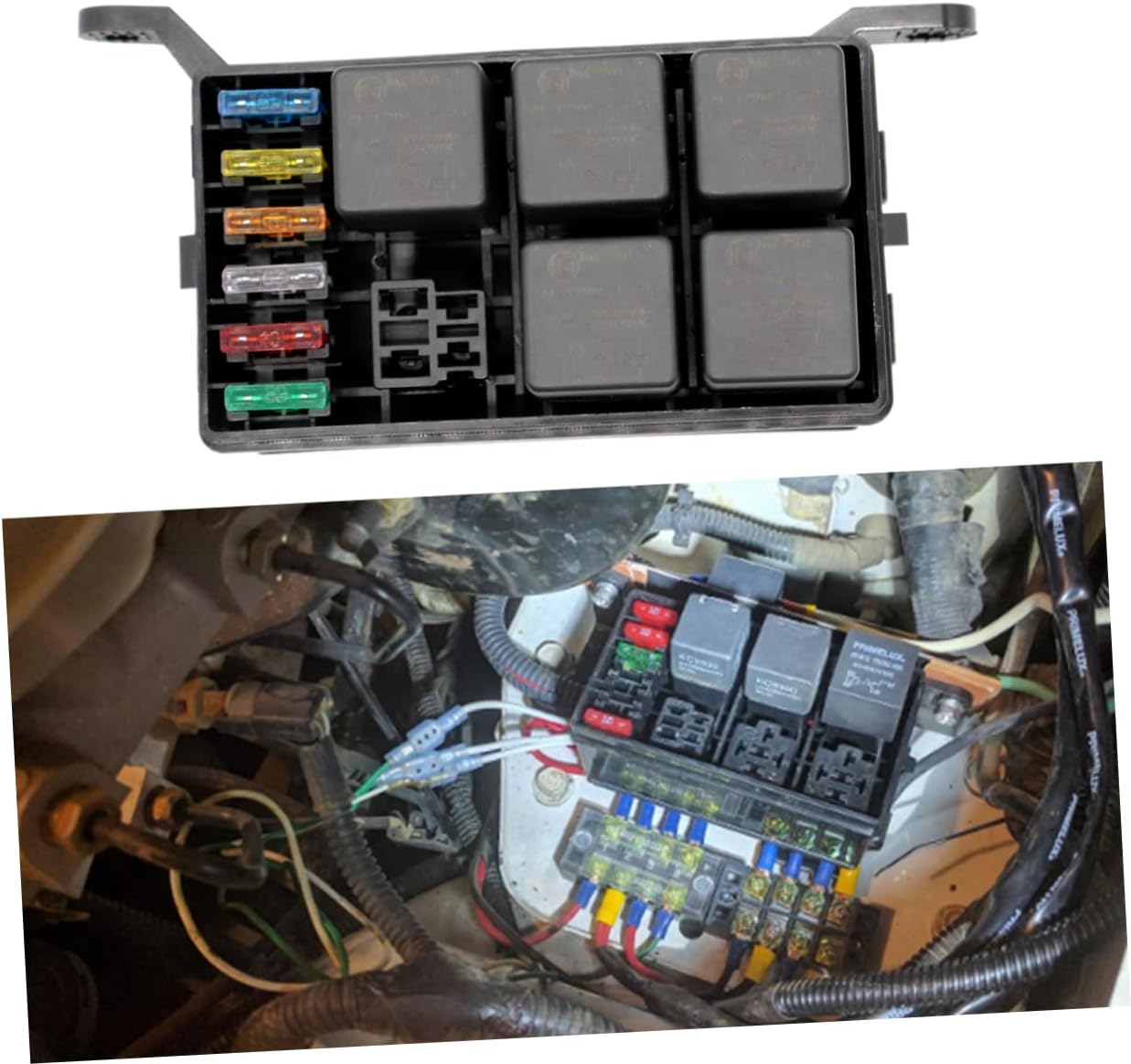 Mobestech 5Pcs Way Fuse Holder Box with Relays Connector Easy Installation for Car Truck Trailer Boat