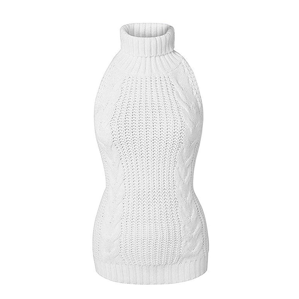 YOMORIO Womens Anime Virgin Killer Sweater Japanese Turtleneck Knitted Underwear Backless Pullover: Medium White