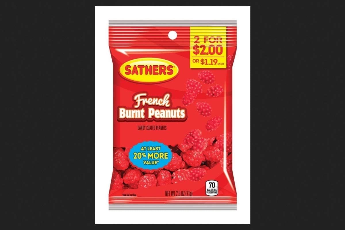 Sathers French Burnt Peanuts, 2.5 Ounce -- 12 per case.
