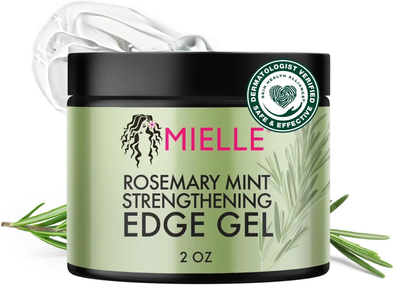 Mielle Organics Rosemary & Mint Edge Control Gel - Strong Hold Hair & Edge Gel for Women & Men - Infused with Biotin, Coconut & Babassu Oil to Encourage Longer, Healthier Hair (2 Fl Oz)