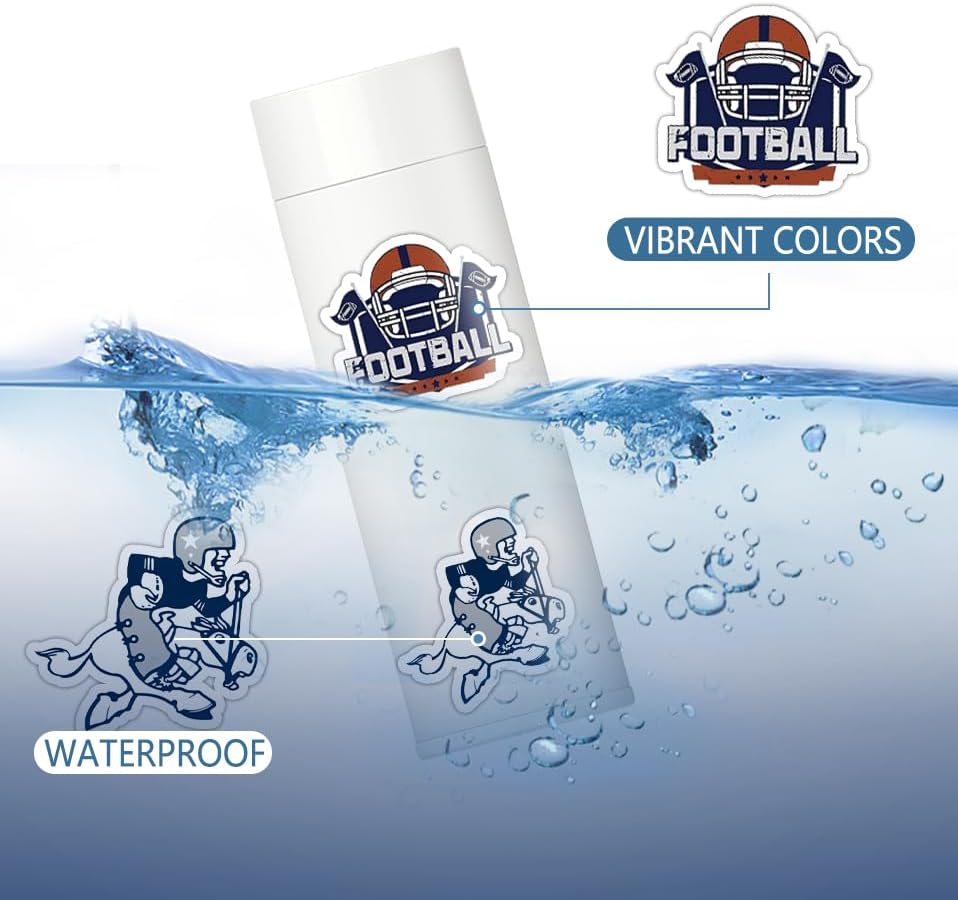 Cowboy Football Stickers 55 Pcs American Cowboy Rugby Stickers, Blue Dallas Football Birthday Party Favors Dallas Soccer Themed Party Supplies Decorations for Sports Game Sport Team Gifts - Image 3