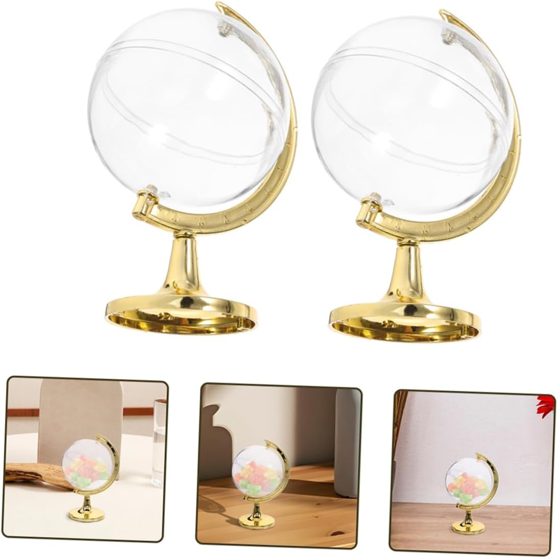 SEWOART 20pcs Globe Candy Boxes Plastic Treat Containers for Weddings and Birthdays Fillable Favor Boxes for Desserts and Party Treats Elegant Storage