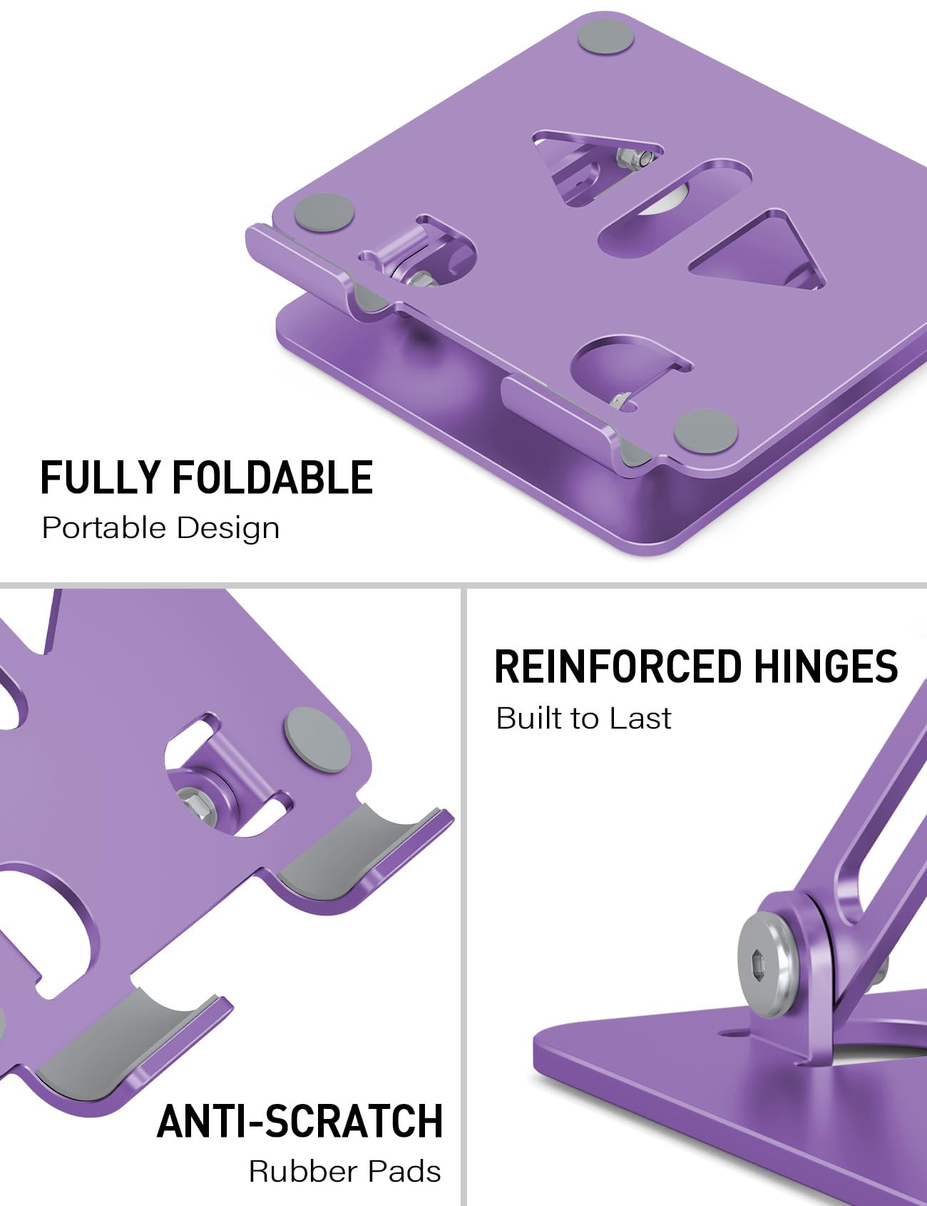 Aoviho Soporte de escritorio para tableta, soporte ajustable para tableta, soporte plegable de aluminio para iPad, Samsung Galaxy Tabs Z Fold Kindle Fire, todas las tabletas (4-13 pulgadas) (morado)