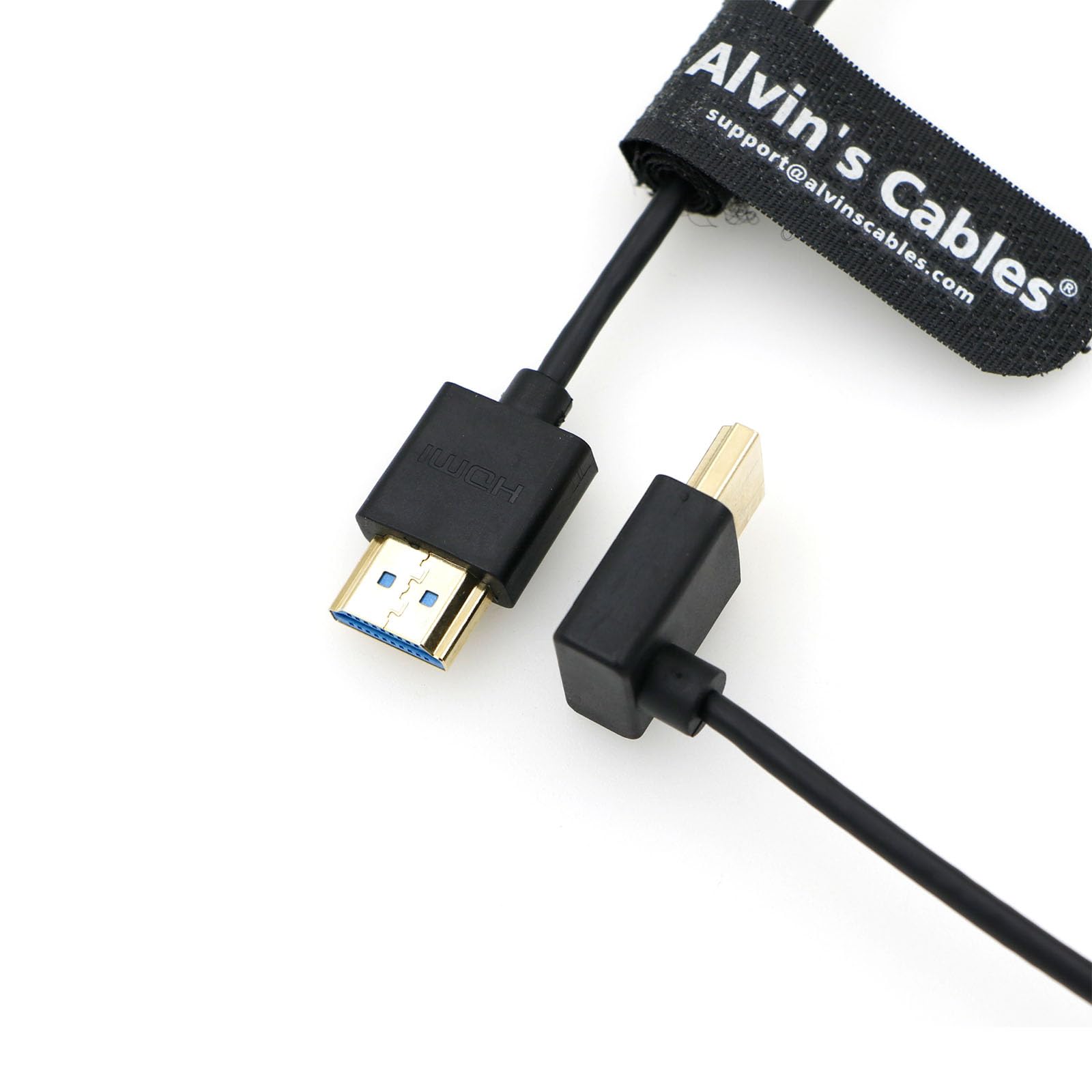 Alvin's Cables 8K HDMI 2.1 Cable High Speed Thin Straight HDMI to Up Angle HDMI for Atomos Ninja V Monitor, Z CAM E2, Sony FS5| FS7| A7S3 Cameras 19.7"|50CM — view 2