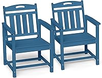 Vista 24 de Ciokea HDPE - Juego de comedor al aire libre, juego de mesa y sillas de patio de 7 piezas con agujero para paraguas, juegos de comedor de patio