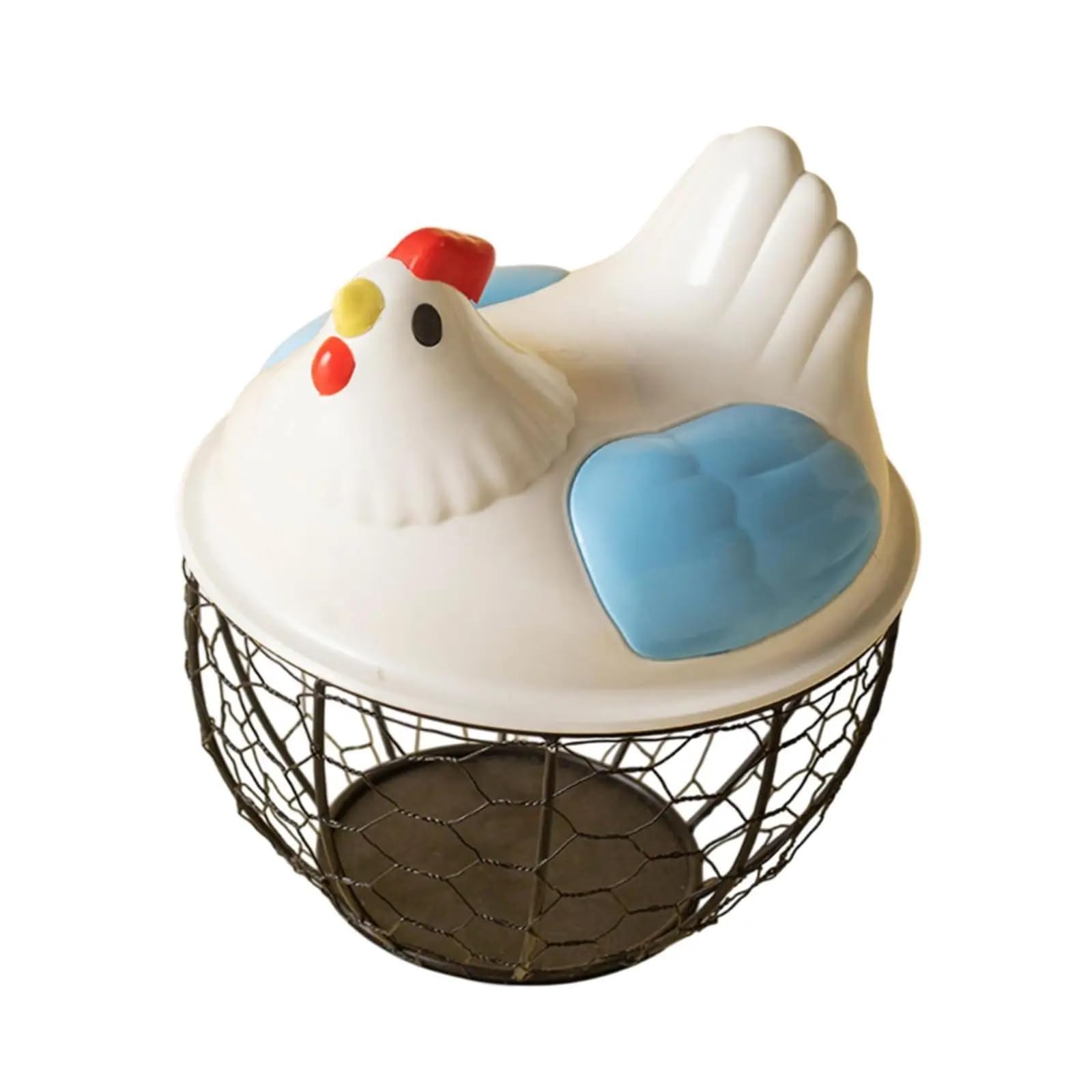 Yonmledo Blue Black Grid Chicken Egg Holder Metal Wire Basket For Storing Chicken Eggs, Portable Holder For Fresh Eggs(Blue Black Grid)