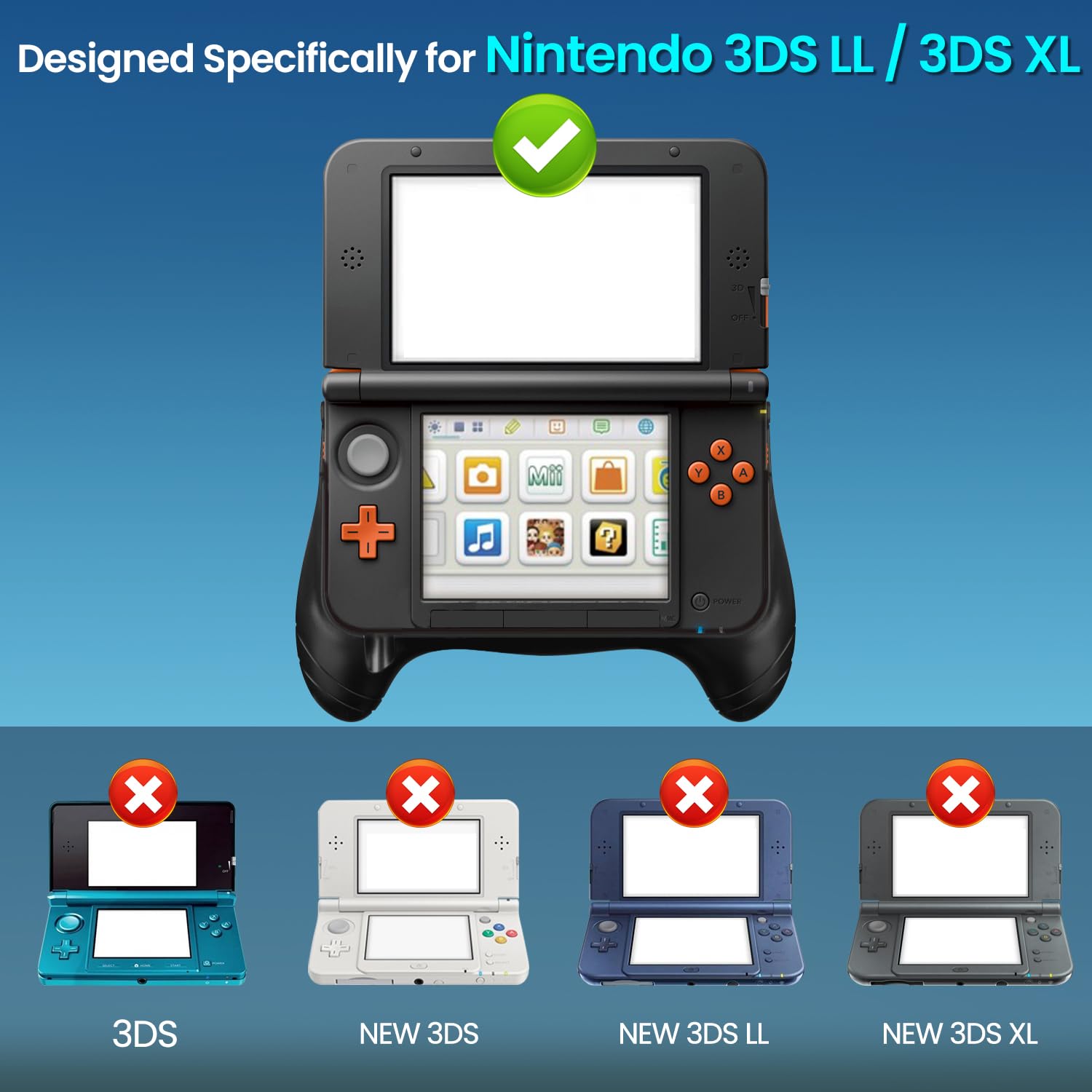 OSTENT Durable Flexible Joypad Bracket Holder Hand Handle Grip Compatible for Nintendo 3DS LL/XL
