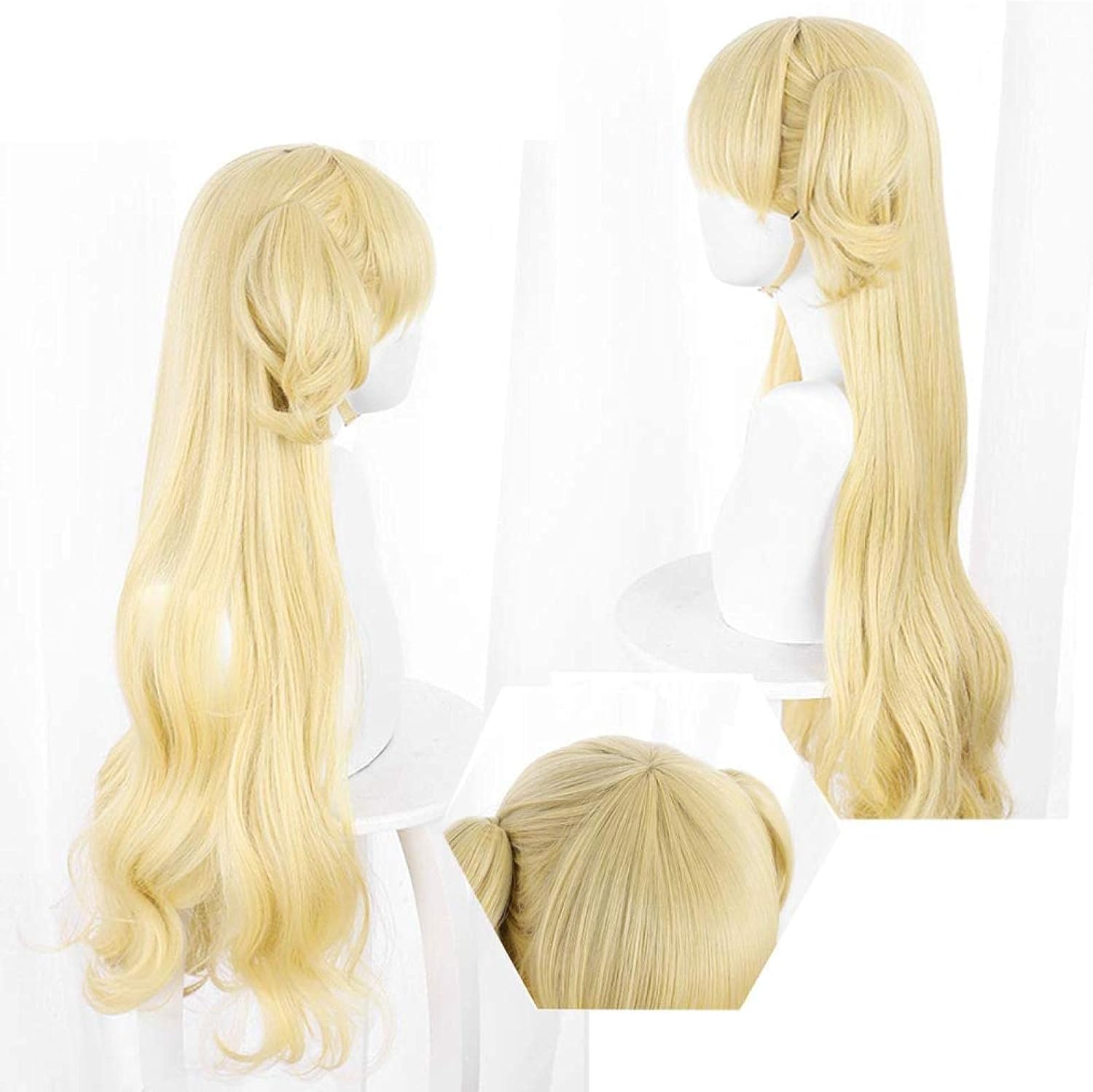 コスノブルシャドウハウスウィッグアニメエミリココスプレロングゴールドポニーテールコスチュームアクセサリー