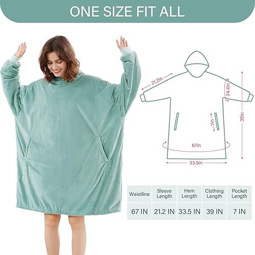 Vista 35 de LetsFunny Manta con capucha, manta de forro polar Sherpa de gran tamaño, súper suave, cálida y acogedora con bolsillo gigante, para mujeres, Aguacate