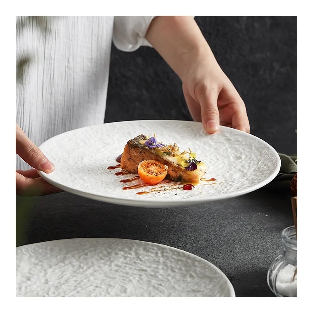 Talerze, Elevate Your Dining Experience with this French White Ceramic Dish - Perfect for Steak Lovers! Talerze Ceramiczne(8-inch)