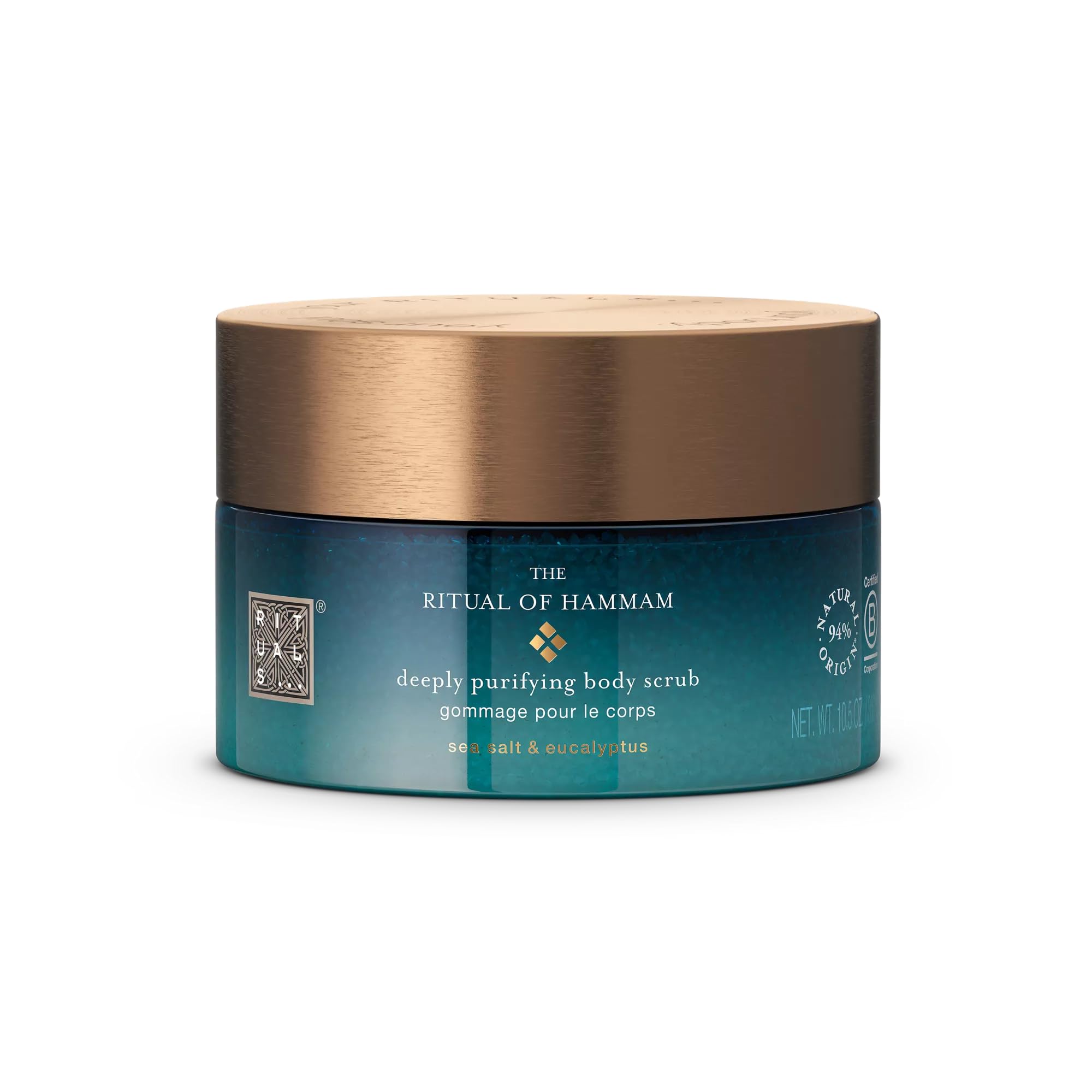 Body Scrub The Ritual of Hammam - Body Salt Scrub Made with Coarse Sea Salt and Eucalyptus Oil - Made from 94% Natural Origin Ingredients - 300g