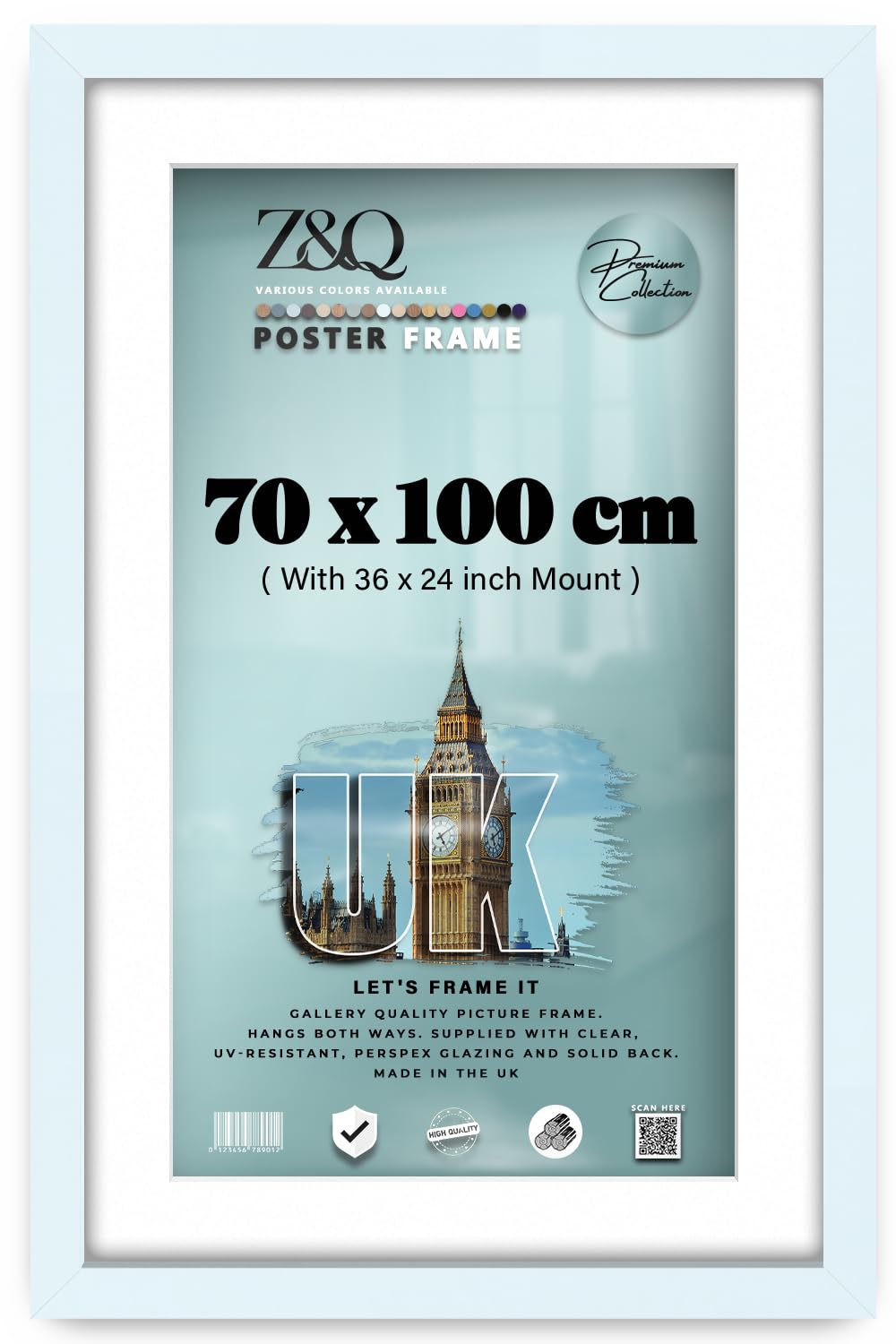 Z&Q White - Rectangle Mdf (70 X 100 Cm) Picture Frame With 91.44 X 60.96 Cm Mount For Wall Décor 40 X 28 Inch Frame With Wood Finish For Home Decor [ ]