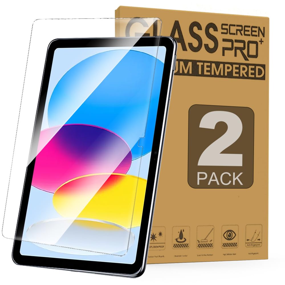 Junfire [2Packs] iPad (A16) 11th/10th Generation Screen Protector with Anti Blue Light 2025/2022, Tempered Glass Screen Protector with 9H Hardness/