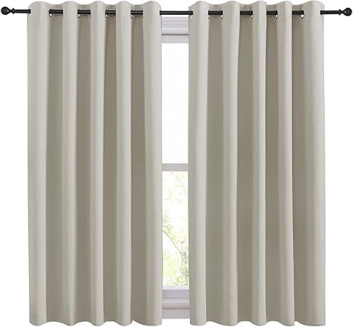 Miniatura 2 de NICETOWN Cortinas opacas naturales con aislamiento térmico, tratamiento de ventana, paneles de oscurecimiento de habitación con ojales sólidos para