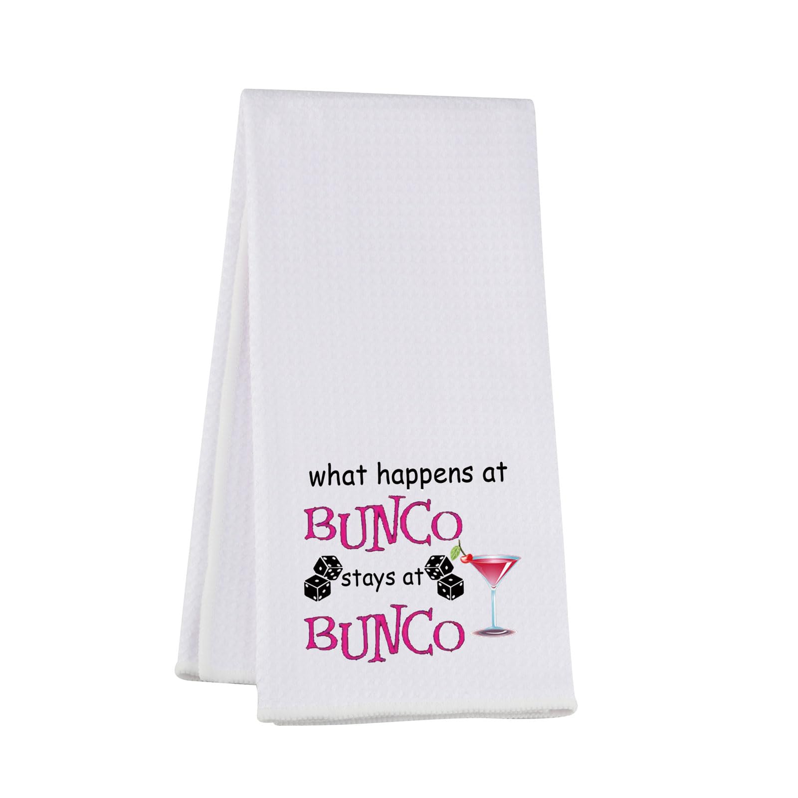 VAMSII Bunco Game Bunco Kitchen Towel Gift for Bunco Player What Happens at Bunco Stays at Bunco Dice (Bunco Bunco Towel)