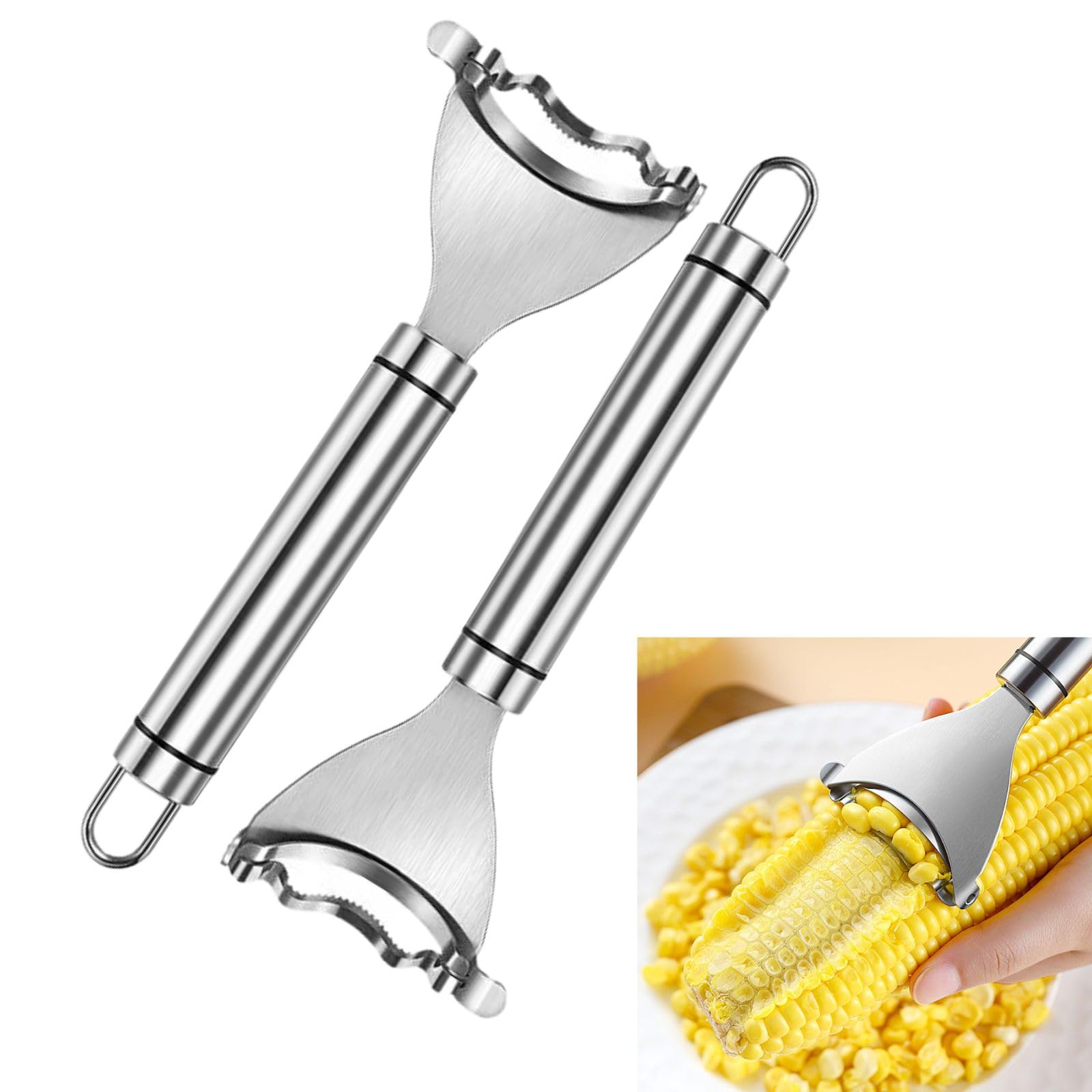 2PCS Stainless Steel Corn Planer Cutter Thresher, Corn Stripper from the Cob