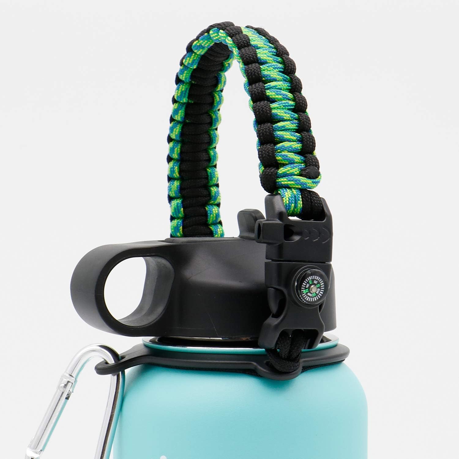 slolife Handle for Hydro Flask Water Bottle - Paracord Handle with Safety Ring Carabiner Strap Cord for Wide Mouth Bottle Multicolor 12-64oz