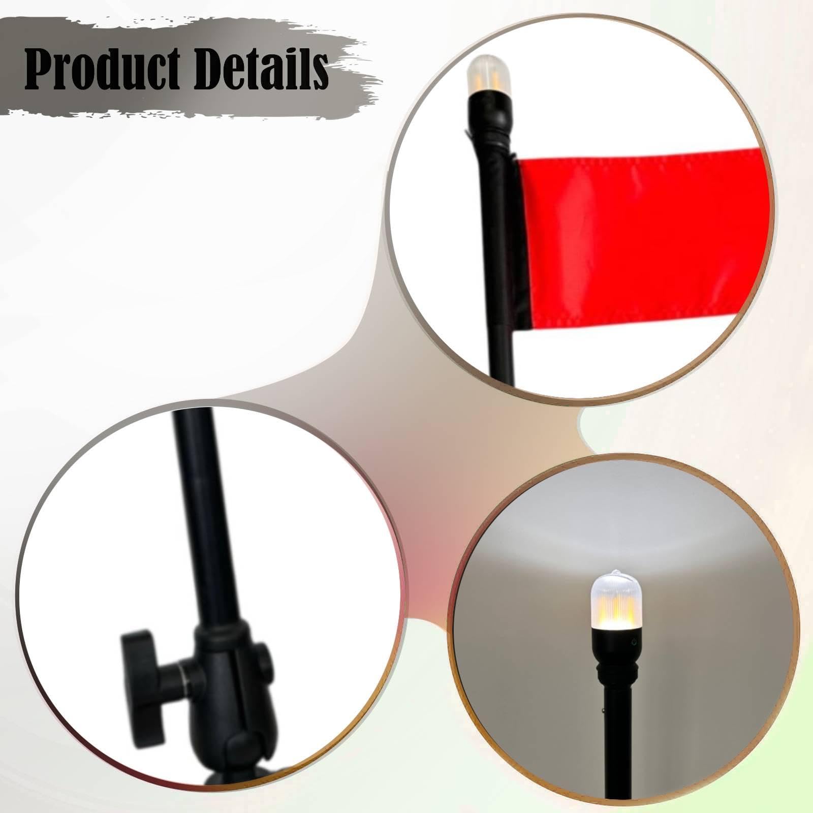 Kayak Light Illuminazione Palo Kayak Accessori LED Lampada Portatile Bandiera Segnalazione Alluminio Resistente Adatta per Pesca Canoa Barca