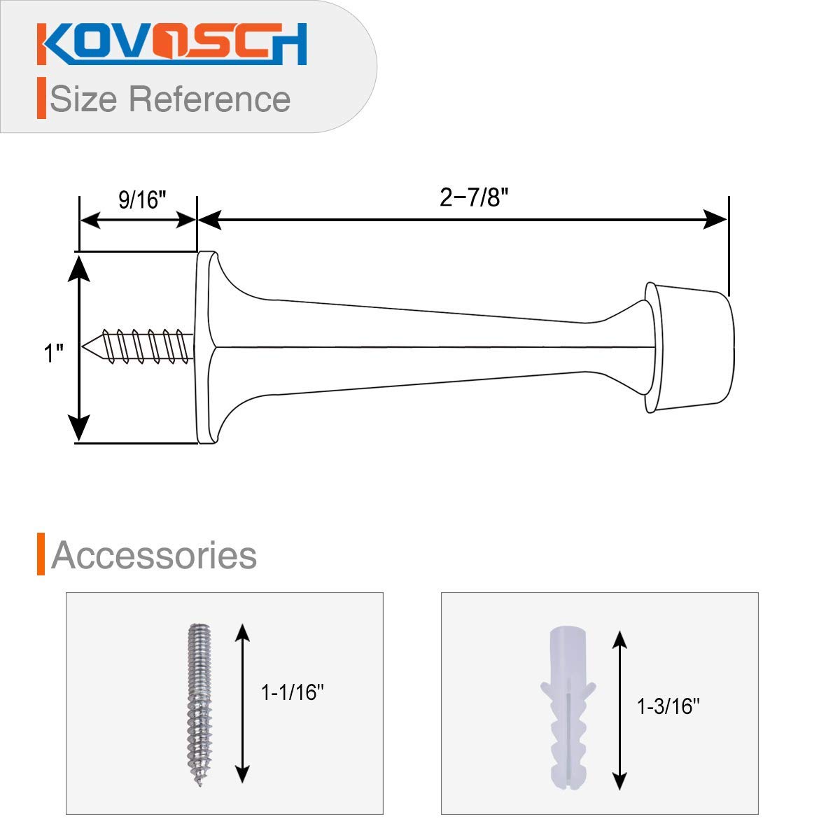 KOVOSCH 2 Pack Solid Rigid Door Stops Heavy Duty Door