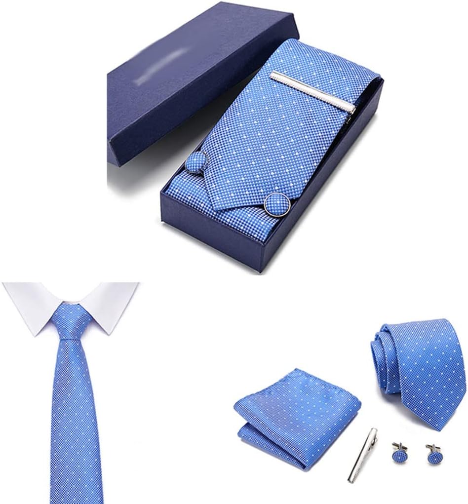 ギフトボックス付きカフスボタン ​​ジャカード織ネクタイセット メンズ ウェディングパーティー ギフトボックス ネクタイセット