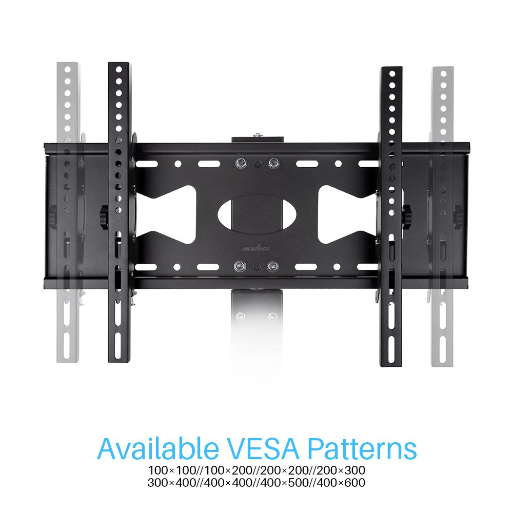 unho Soporte TV Pie, Soporte para TV de Suelo 32"-65" Inclinable y Giratorio de 15˚ Altura Ajustable con 2 Estantes de Metal para Pantalla LED LCD Plasma Carga Máx 30kg VESA 600x400