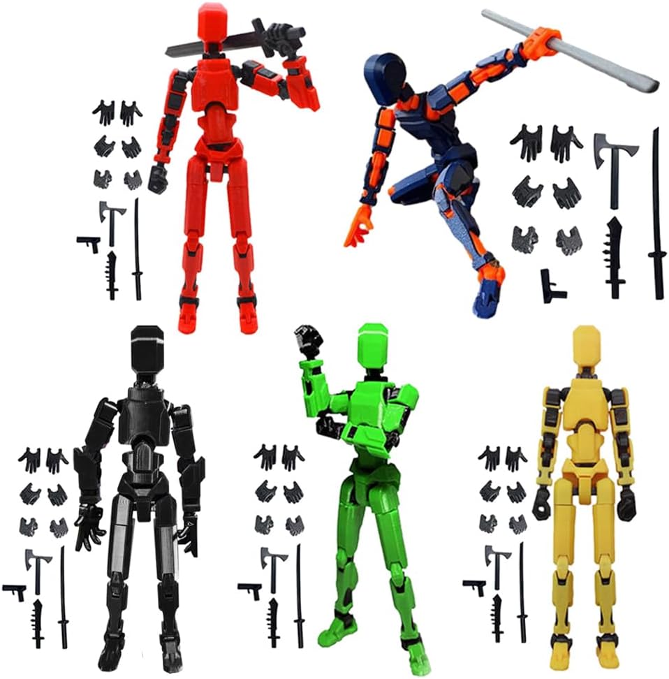 T13 Action Figure Set(Assembly Completed) 3D Printed Multi-Jointed Movable Robot Dummy Set With Full Articulation For Stop Motion Animation(5 Pack)