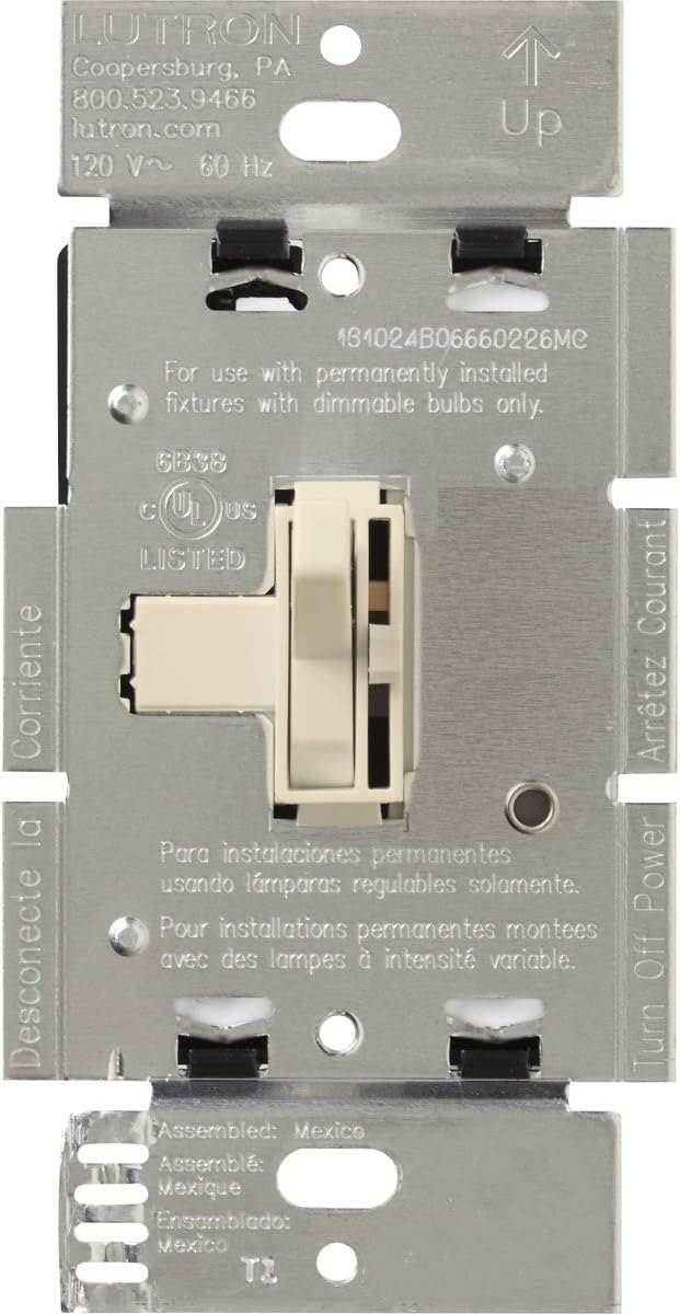 Lutron Toggler Magnetic Low Voltage Dimmer Switch, Single-Pole, AYLV-600P-WH, White